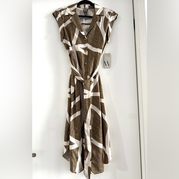 Worthington Brown and White Patterned Midi Dress - Picture 4 of 6